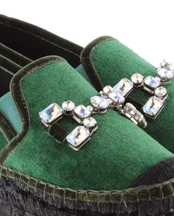 Slipper detalle en terciopelo verde Merce Doble