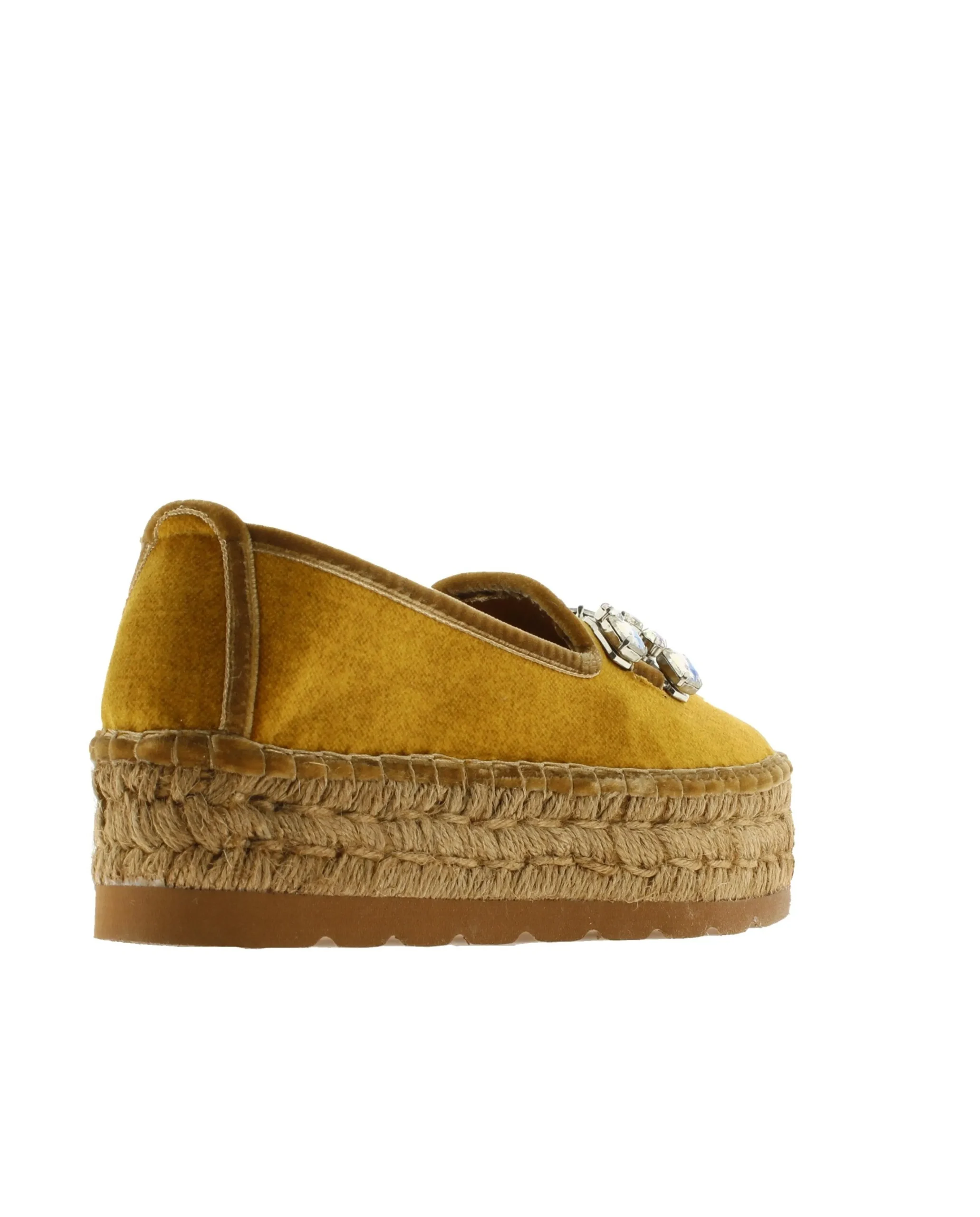 Slipper detalle en terciopelo mostaza Merce Doble