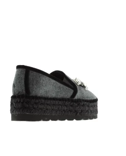 Slipper detalle en terciopelo negro Merce Doble