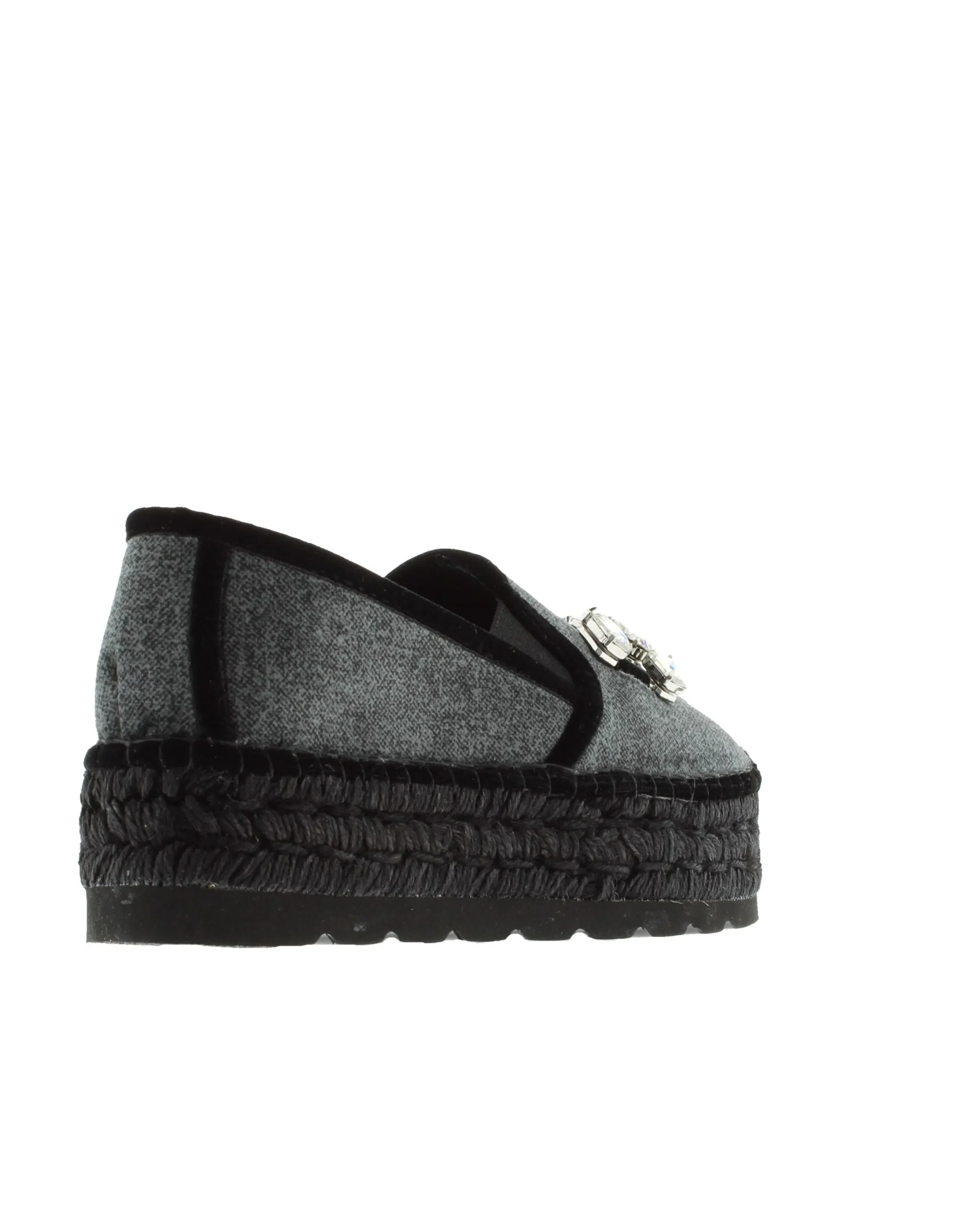 Slipper detalle en terciopelo negro Merce Doble
