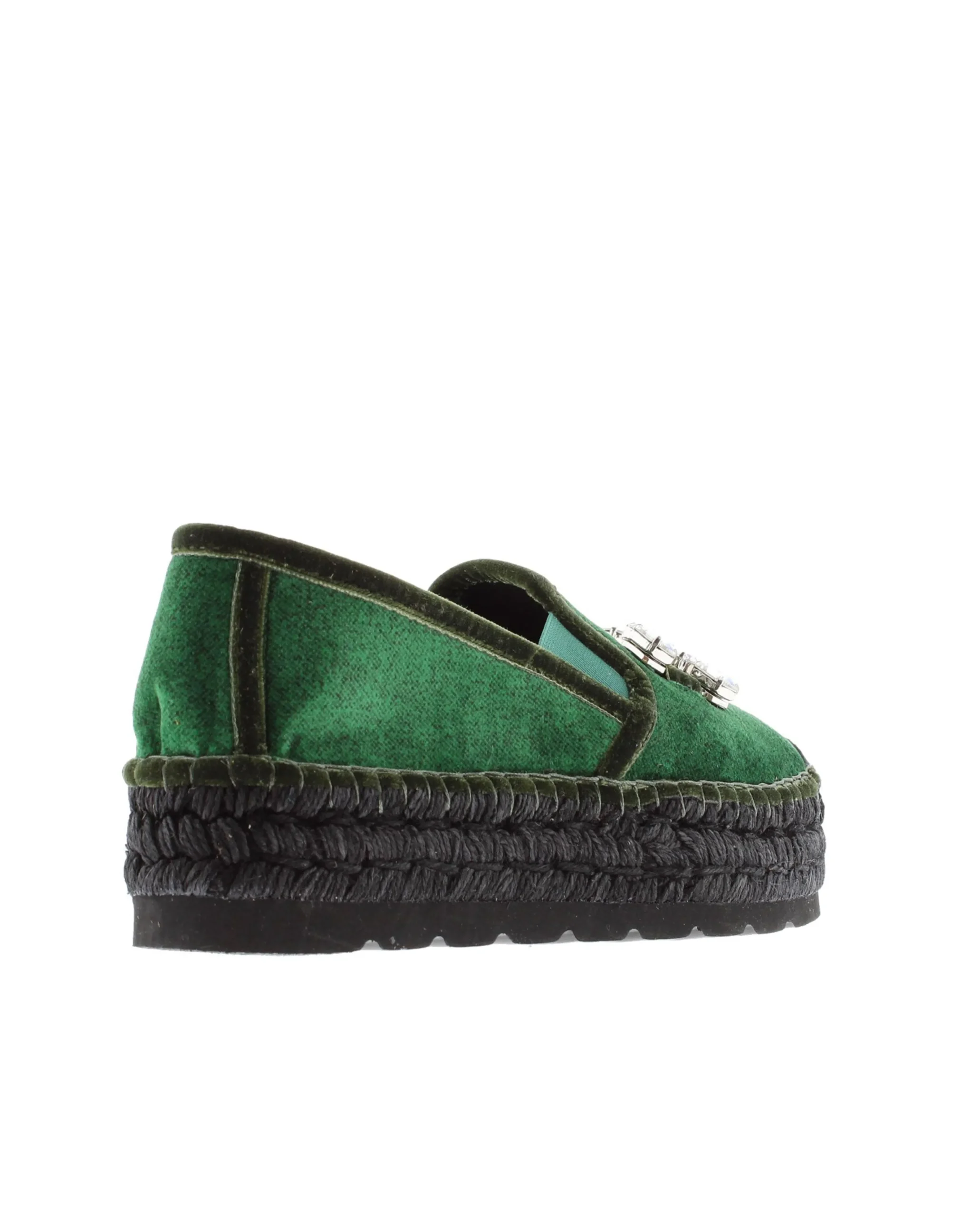 Slipper detalle en terciopelo verde Merce Doble