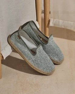 Slipper en rafia trenza verde Borneo