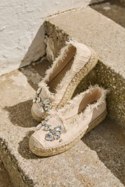 Slippers rafia cristal crudo Merce Doble