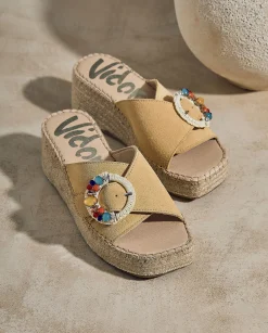 Zueco broche en serraje limón Vinci