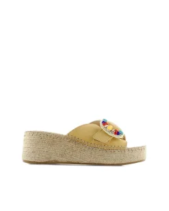 Zueco broche en serraje limón Vinci