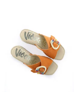 Zueco broche en serraje naranja Vinci