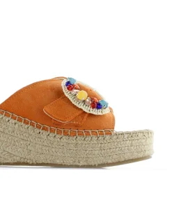 Zueco broche en serraje naranja Vinci