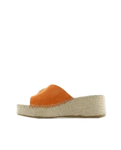 Zueco broche en serraje naranja Vinci