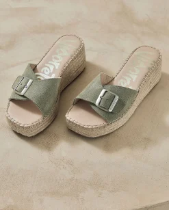 Zueco hebilla en serraje agua claro Vinci