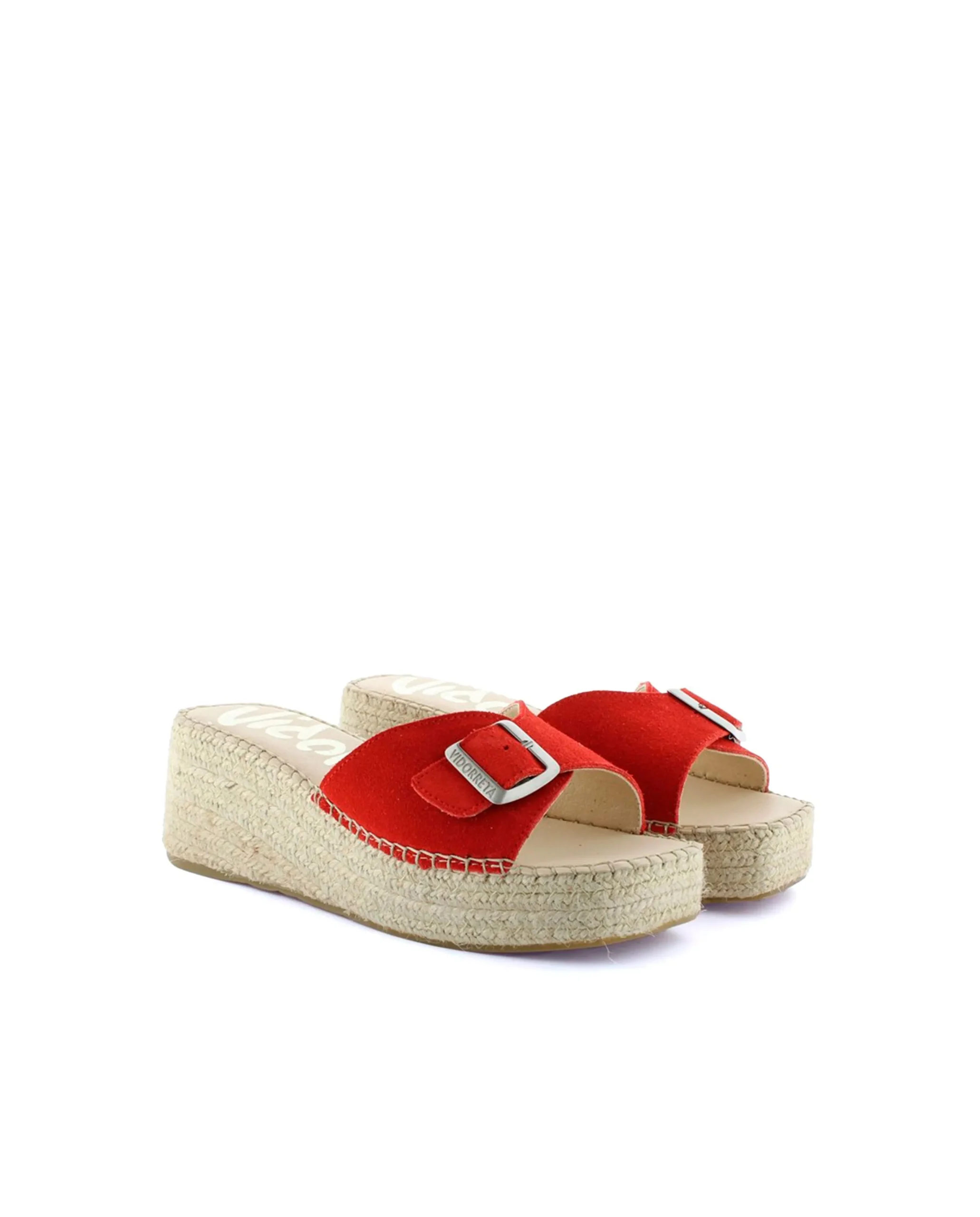 Zueco hebilla en serraje rojo Vinci