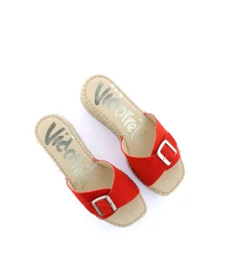 Zueco hebilla en serraje rojo Vinci