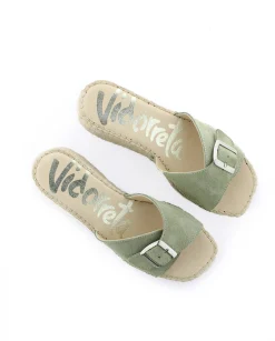 Zueco hebilla en serraje agua claro Vinci