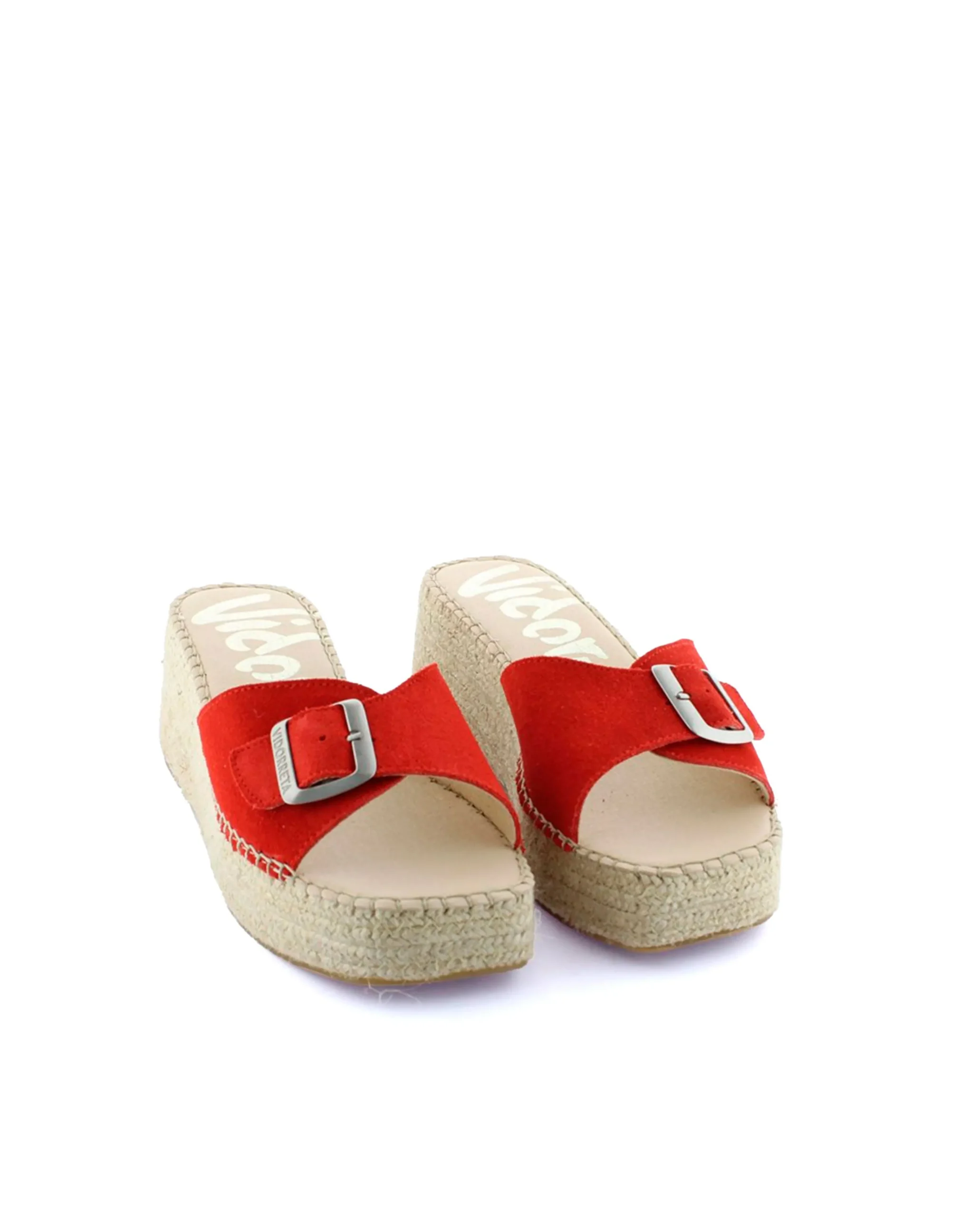 Zueco hebilla en serraje rojo Vinci