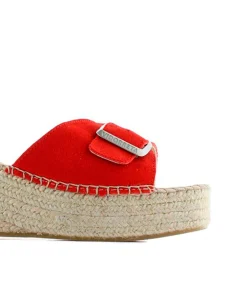 Zueco hebilla en serraje rojo Vinci