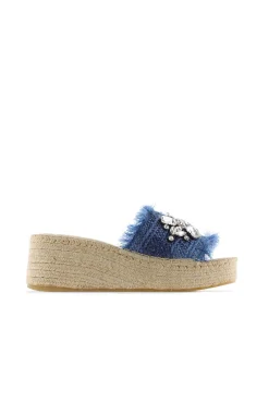 Zueco rafia cristal jeans Vinci