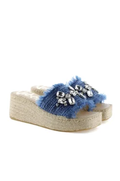 Zueco rafia cristal jeans Vinci