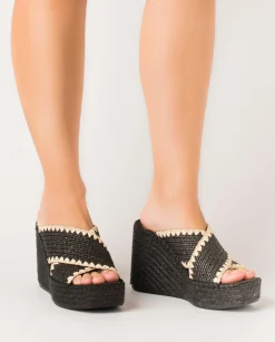 Zueco rafia negro Monet